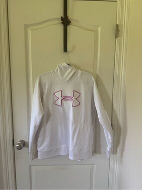 Under Armour White Pullover with Pink Logo